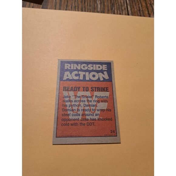 Vintage 1987 WWF Jake The Snake Roberts Ready To Strike Trading Card 24 Topps - Picture 3 of 3